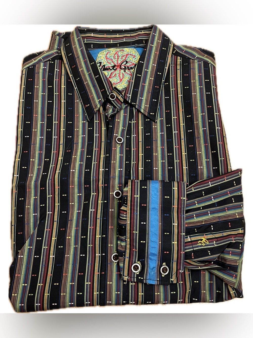 Robert Graham Button Up Shirt Men XL Long Sleeve Flip Cuff